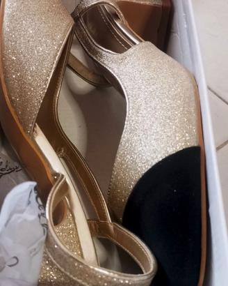 Sandalo Melissa scarpa Slingback dorati a punta ne