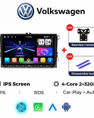 9” Volkswagen CarPlay Android auto Wireless