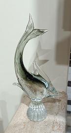 Grande scultura Pesce Spada in vetro di Murano