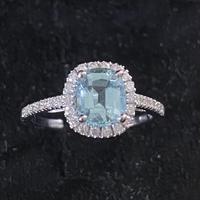 Anello oro bianco 18kt con acquamarina e diamanti