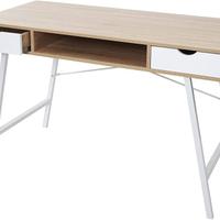 Scrivania rovere chiaro con cassetti bianchi