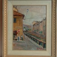 M. Marchesotti - Naviglio a Milano - Olio su tela