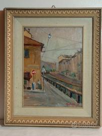 M. Marchesotti - Naviglio a Milano - Olio su tela