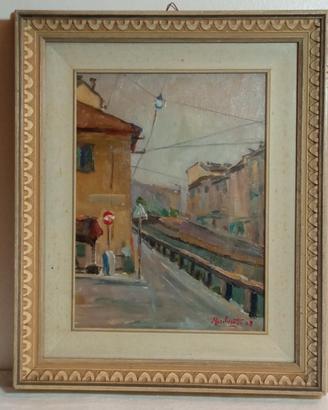 M. Marchesotti - Naviglio a Milano - Olio su tela