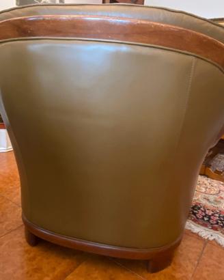Coppia poltrone artigianali vintage pelle e legno