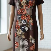 Abito tubino floreale Made in Italy Elegante  L/XL