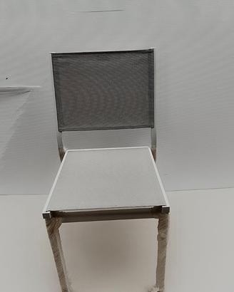 Sedia Elba in Alluminio Bianca e Textilene Grigio