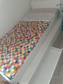 Letto singolo con secondo letto e 2 cassetti IKEA