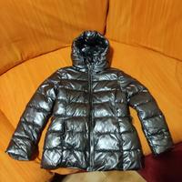 Giubbino grigio metallizzato con cappuccio bambina