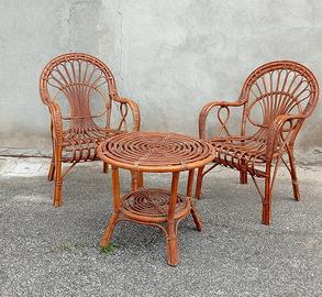 Salottino in rattan e bambú 