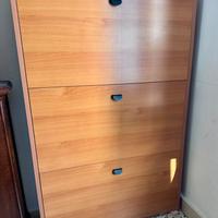 Portascarpe in legno chiaro - 3 scomparti capienti
