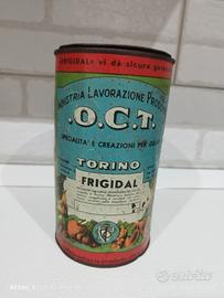 SCATOLA PUBBLICITARIA VINTAGE CILINDRO OCT TORINO 
