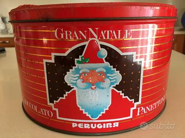 Scatola latta panettone basso Perugina Natale 1984