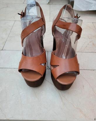 Zeppe da donna color cuoio n. 41 