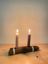 Porta candele in legno di recupero