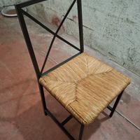 sedia ferro battuto e paglia