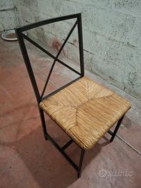 sedia ferro battuto e paglia
