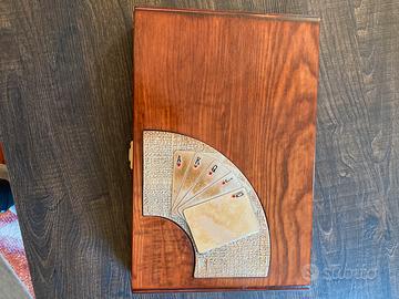 Cofanetto di pregio Poker legno e argento