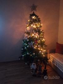 albero di natale 180cm con addobbi 