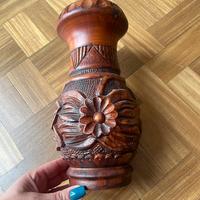 Vaso in legno vintage lavorato a mano