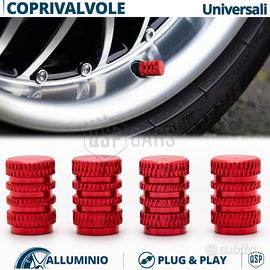 Tappi COPRIVALVOLE Auto Moto in ALLUMINIO Rossi