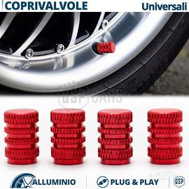 Tappi COPRIVALVOLE Auto Moto in ALLUMINIO Rossi