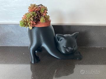 Vasetto decorativo Gattino nero 3D(no pianta)