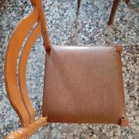 2 Sedie da camera con sedile in pelle color marron