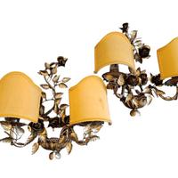 Coppia di applique vintage a due luci in ferro
