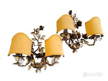 Coppia di applique vintage a due luci in ferro