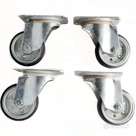 Set 4 Ruote per carrelli ø 80mm con piastra girevo