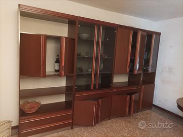 Vetrina sala componibile  anni 70  color rovere