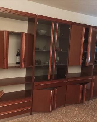 Vetrina sala componibile  anni 70  color rovere