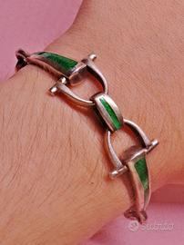 ARGENTO 800 1AR bracciale vintage anni 70 smaltato