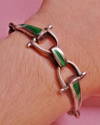 ARGENTO 800 1AR bracciale vintage anni 70 smaltato
