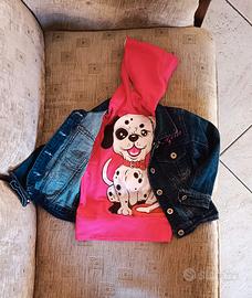 Set felpa e giubbotto jeans 