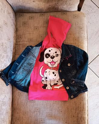 Set felpa e giubbotto jeans 