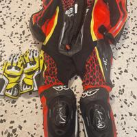 Tuta in pelle moto + guanti Berik