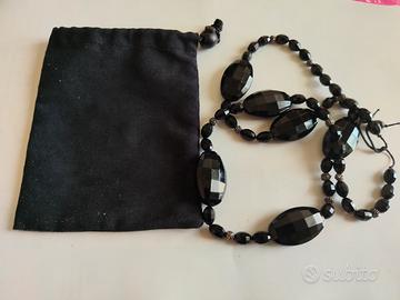 Collana nera elegante bijoux, lunga 48 cm