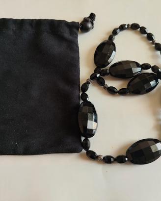 Collana nera elegante bijoux, lunga 48 cm
