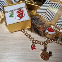 Bracciale natalizio con iniziale personalizzabile 