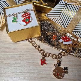 Bracciale natalizio con iniziale personalizzabile 