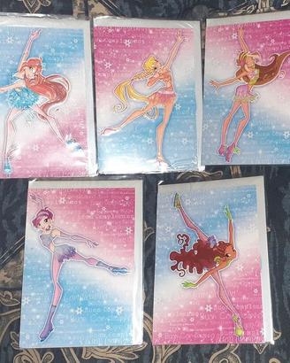 5 Biglietti buon compleanno cartoon girl Winx club