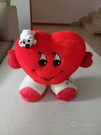 Peluche cuore rosso con topolino 