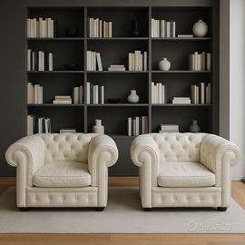 Coppia di poltrone Chesterfield colore bianco