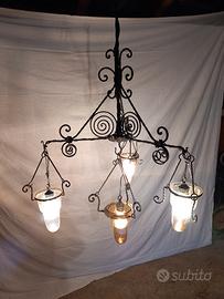 lampadario in ferro  battuto