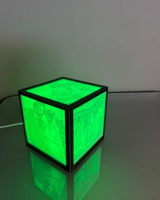 Cubo luminoso con foto 3D