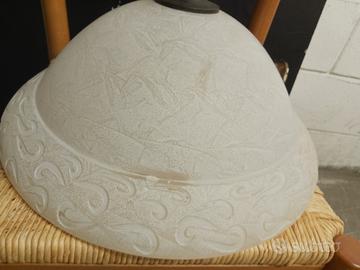 lampadario in Vetro Smerigliato con Decorazioni
