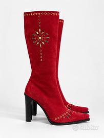 Stivale tacco vintage scamosciato Casadei