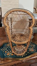 Mini sedia pavone in rattan 